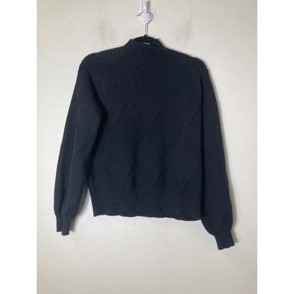 Line and Dot Black Diamon Ribbed Mock Neck Sweater Sz S - Picture 2 of 2